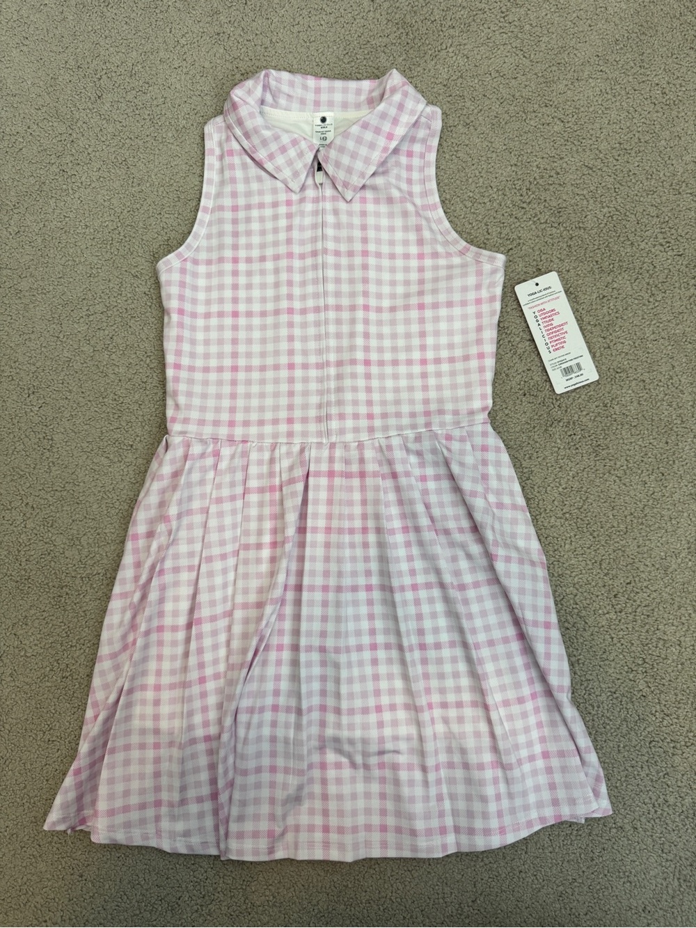 Yogalicious Girls Sleeveless Pink Gingham Tennis Dress
